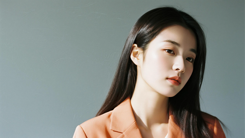 AI纯色极简清新治愈橘奶浅橙温柔女生，无水印壁纸