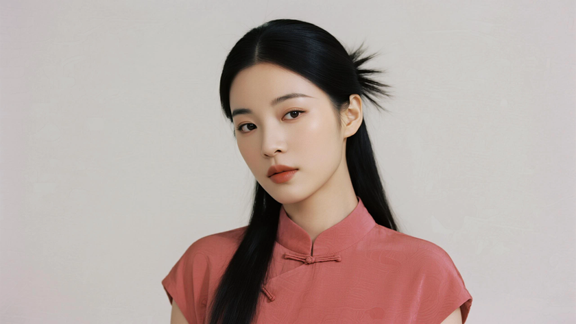 AI自然自然光柔光中式复古松弛休闲古风女子，高清壁纸