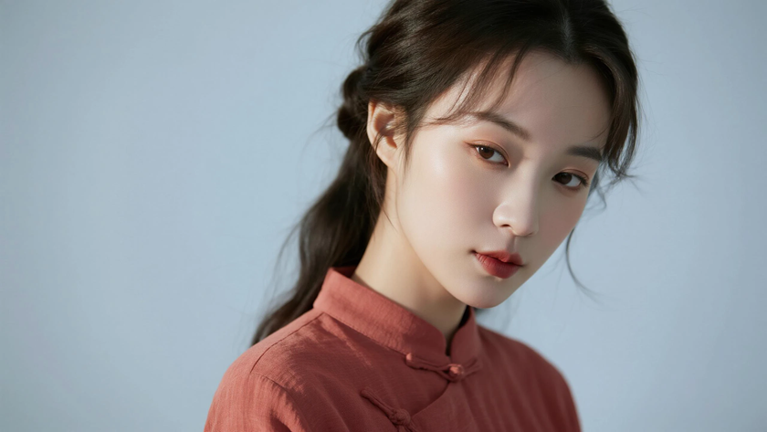 AI复古暖调光影中式复古文艺柔和古风女子,高清壁纸