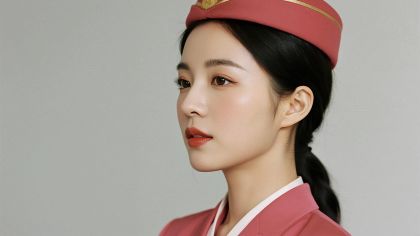 AI暖调柔光空乘工装衬衫挺括休闲质感女生，高清壁纸