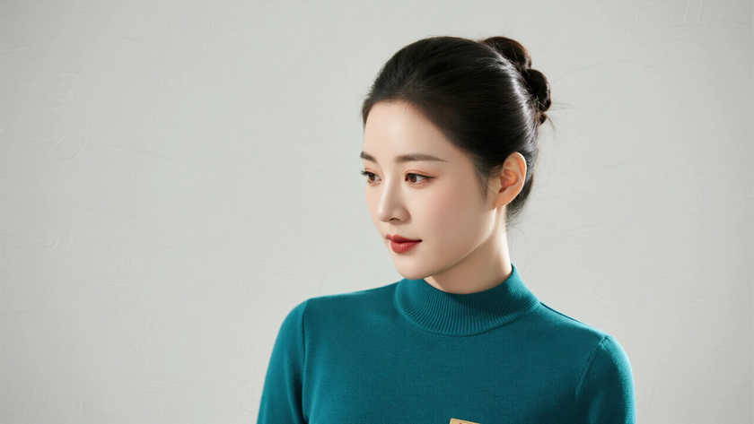 AI低饱和柔光空乘针织软糯修身质感女生,高清壁纸