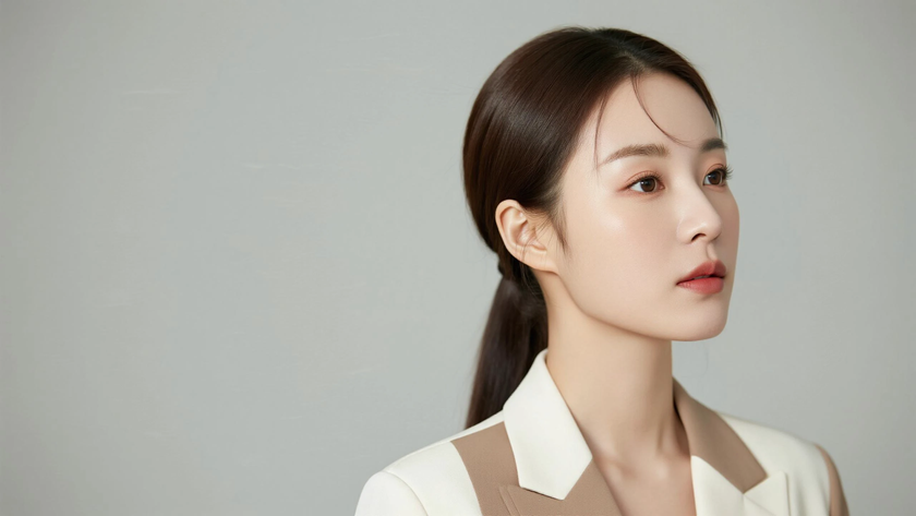 AI纯色极简清新治愈奶白拼棕温柔简约少女，无水印壁纸