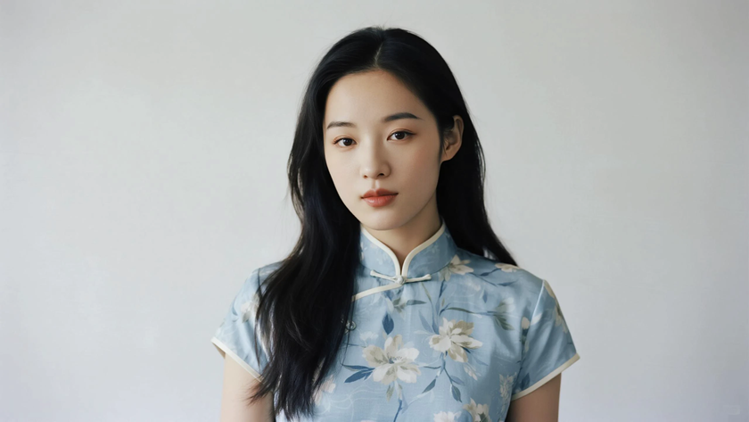 AI浅蓝清爽淡雅国风女生无水印电脑壁纸
