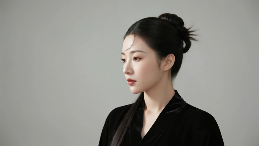 AI极简黑调典雅神秘复古女生无水印壁纸