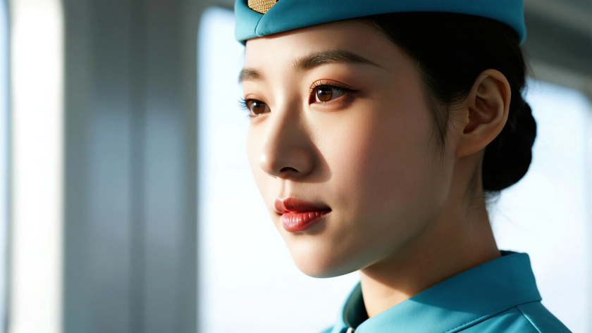 AI极简清爽恬静空乘女生无水印电脑壁纸