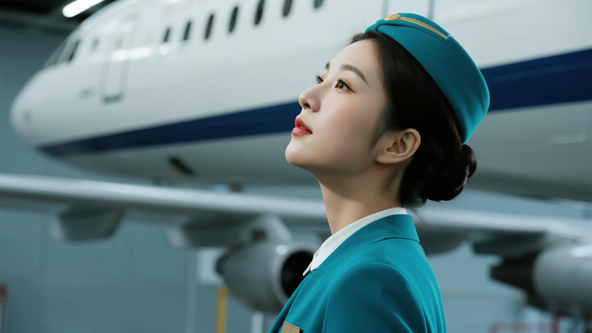 AI脱俗温婉空乘女生无水印电脑壁纸