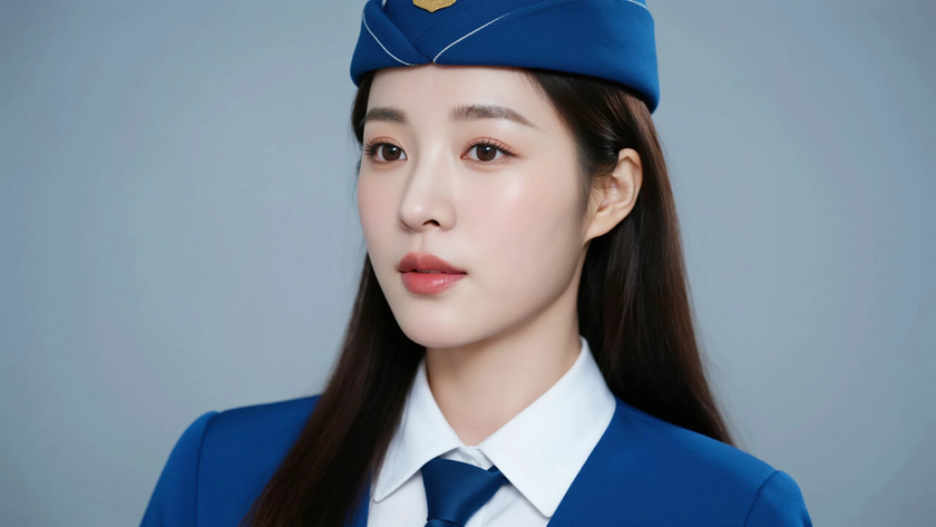 AI沉稳干练空乘女生无水印电脑壁纸