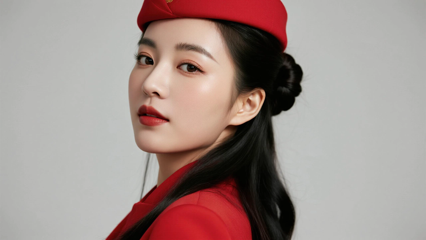 AI自信热情空乘女生无水印电脑壁纸 