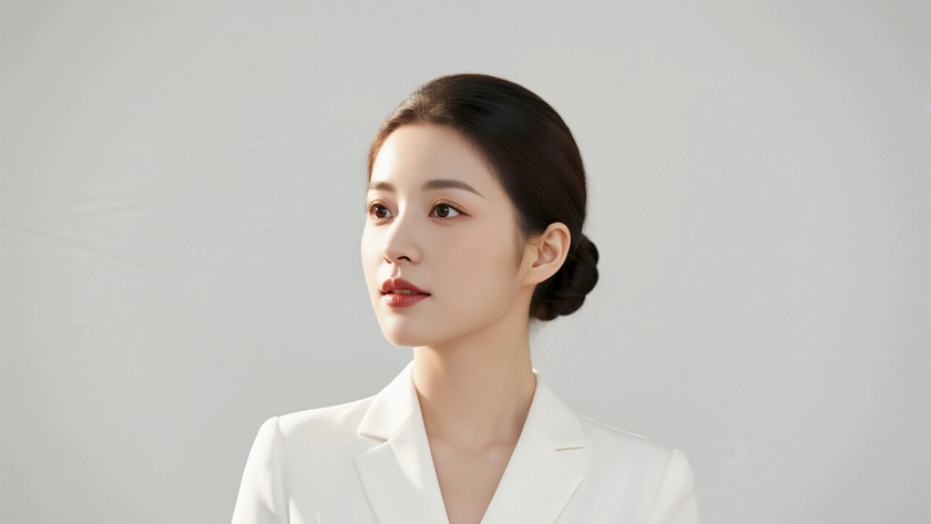 AI空乘气质美女白色空乘制服纯色留白电脑壁纸