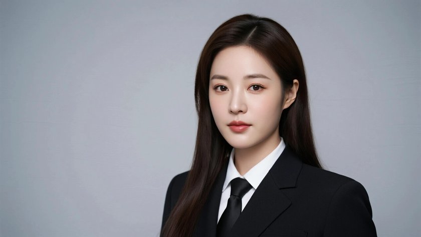 AI挺括垂感黑色空乘制服女生高清壁纸