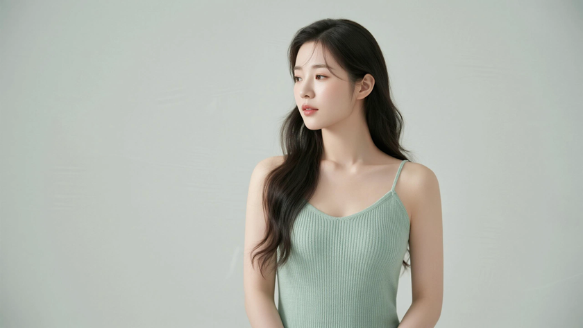 AI纯色极简清新治愈浅奶绿柔和舒缓少女，无水印壁纸