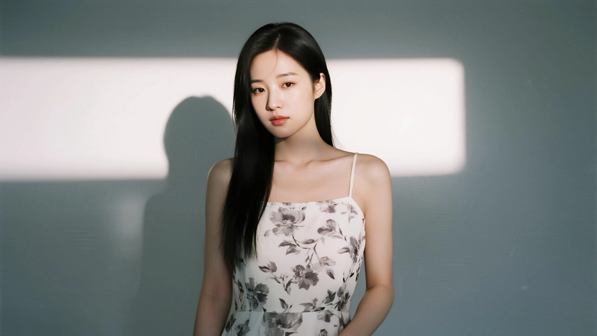 AI纯色极简清新治愈云白纯净素雅少女，无水印壁纸