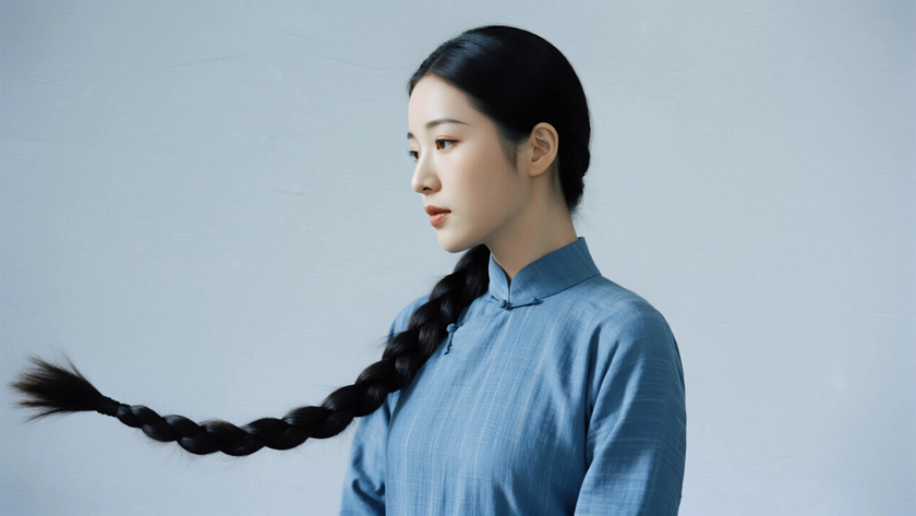 AI古典柔光中式复古美人粗布旗袍质感女生，高清壁纸