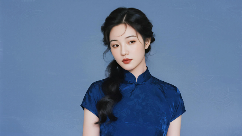 AI古典柔光中式复古美人暗纹缎面旗袍质感女生，高清壁纸