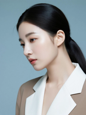 AI清新治愈电脑桌面壁纸 | 奶白拼棕西装简约温柔女生8K超高清无水印套图