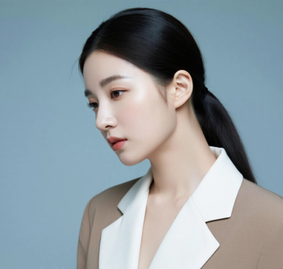 AI清新治愈电脑桌面壁纸 | 奶白拼棕西装简约温柔女生8K超高清无水印套图