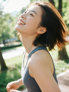 4K元气女生手机AI壁纸 | 公园晨跑活力少女竖屏套图