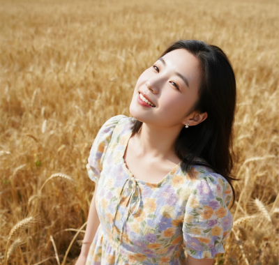 4K田园女生手机AI壁纸 | 麦田微风清新少女竖屏套图