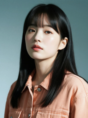 AI清新治愈电脑桌面壁纸 | 浅橘杏工装衬衫随性元气女生8K超高清无水印套图