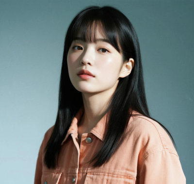 AI清新治愈电脑桌面壁纸 | 浅橘杏工装衬衫随性元气女生8K超高清无水印套图