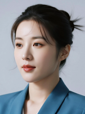 AI空乘气质电脑桌面壁纸 | 雾蓝制服温柔沉稳女生8K超高清无水印套图