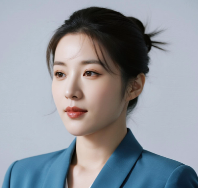 AI空乘气质电脑桌面壁纸 | 雾蓝制服温柔沉稳女生8K超高清无水印套图