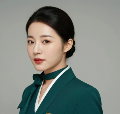 AI空乘气质电脑桌面壁纸 | 墨绿服饰典雅端庄女生8K超高清无水印套图