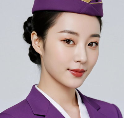AI空乘气质电脑桌面壁纸 | 紫调套装优雅脱俗女生8K超高清无水印套图