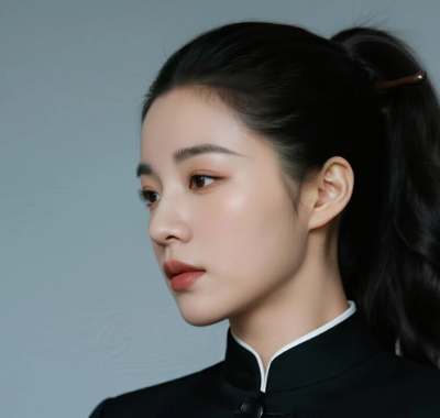AI中式复古电脑桌面壁纸 | 改良中山装上衣英气飒爽女生8K超高清无水印套图