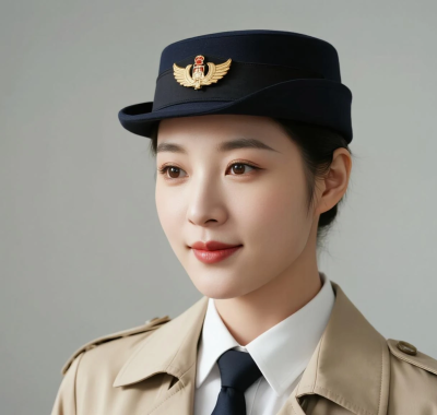 AI空乘气质电脑壁纸 | 卡其色风衣大气优雅高清套图