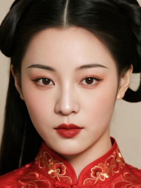 AI中式复古电脑桌面壁纸 | 红色刺绣旗袍喜庆典雅女生8K超高清无水印套图