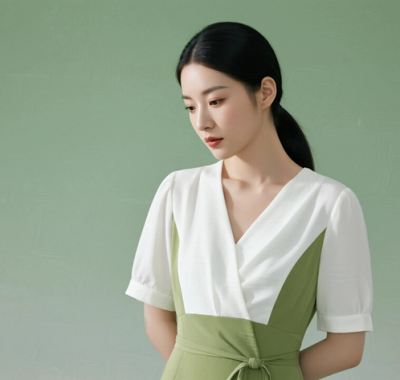 AI清新治愈电脑桌面壁纸 | 白绿拼色清爽女生8K超高清无水印套图