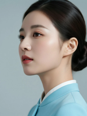 AI空乘气质电脑桌面壁纸 | 浅蓝空乘制服温婉恬静女生8K超高清无水印套图