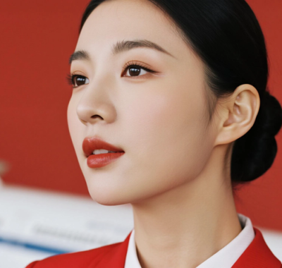 AI空乘气质电脑桌面壁纸 | 红色空乘制服热情大方女生8K超高清无水印套图
