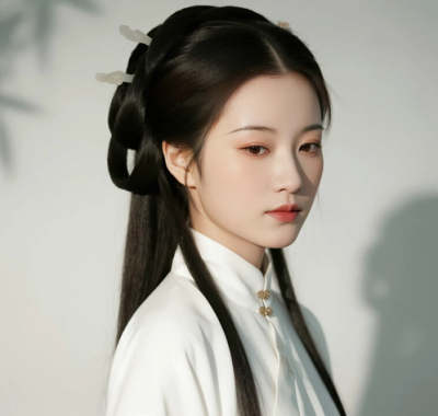 AI中式复古电脑桌面壁纸 | 月白明制袄裙清雅美人8K超高清无水印套图
