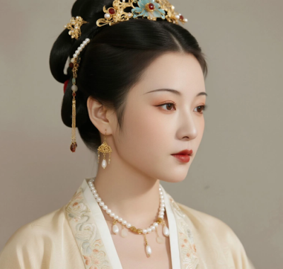 AI中式复古电脑桌面壁纸 | 米杏织金宋衫端庄仕女8K超高清无水印套图