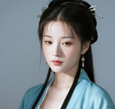AI中式复古电脑桌面壁纸 | 湖蓝齐腰襦裙灵动仕女8K超高清无水印套图