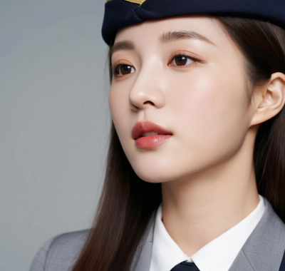 AI空乘气质电脑桌面壁纸 | 灰色空乘制服知性沉稳女生8K超高清无水印套图