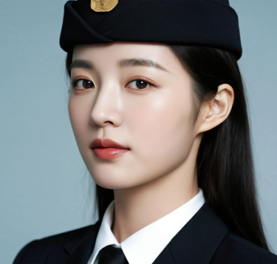 AI空乘气质电脑桌面壁纸 | 黑色空乘制服神秘高贵女生8K超高清无水印套图