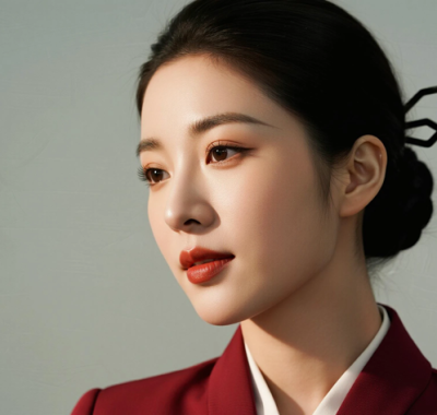 AI空乘气质电脑桌面壁纸 | 酒红制服端庄大气女生8K超高清无水印套图
