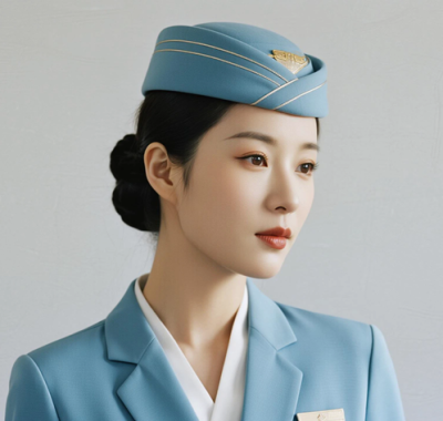 AI空乘气质电脑桌面壁纸 | 雾霾蓝正装温柔雅致女生8K超高清无水印套图