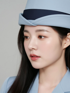 AI空乘气质电脑桌面壁纸 | 浅青工装清爽干练女生8K超高清无水印套图