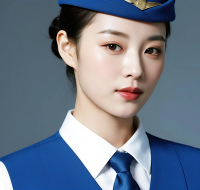 AI空乘气质电脑桌面壁纸 | 宝蓝工装精致大气女生8K超高清无水印套图