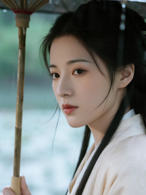AI中式复古电脑壁纸 | 烟雨江南少女中式静谧高清套图