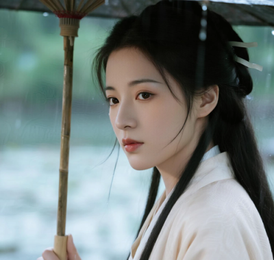 AI中式复古电脑壁纸 | 烟雨江南少女中式静谧高清套图