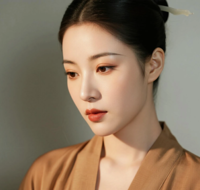 AI中式复古电脑壁纸 | 檀色柔光少女古典恬静高清套图