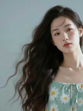 AI清新治愈电脑桌面壁纸 | 浅青柠雏菊吊带裙森系治愈少女8K无水印套图