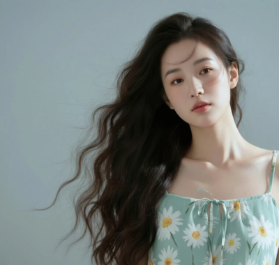 AI清新治愈电脑桌面壁纸 | 浅青柠雏菊吊带裙森系治愈少女8K无水印套图