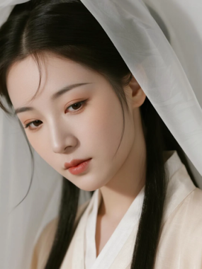 AI中式复古电脑壁纸 | 素色汉服少女内敛清雅8K超高清无水印套图