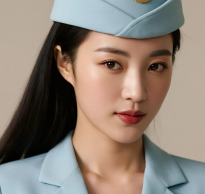 AI空乘气质电脑桌面壁纸 | 浅蓝套装清爽端庄女生8K超高清无水印套图
